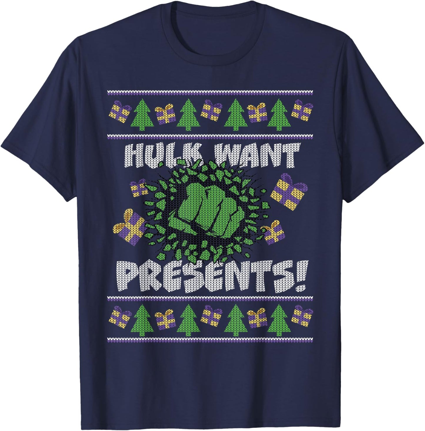 Marvel Hulk Smash Presents Holiday T-Shirt - T-Shirt | Navy
