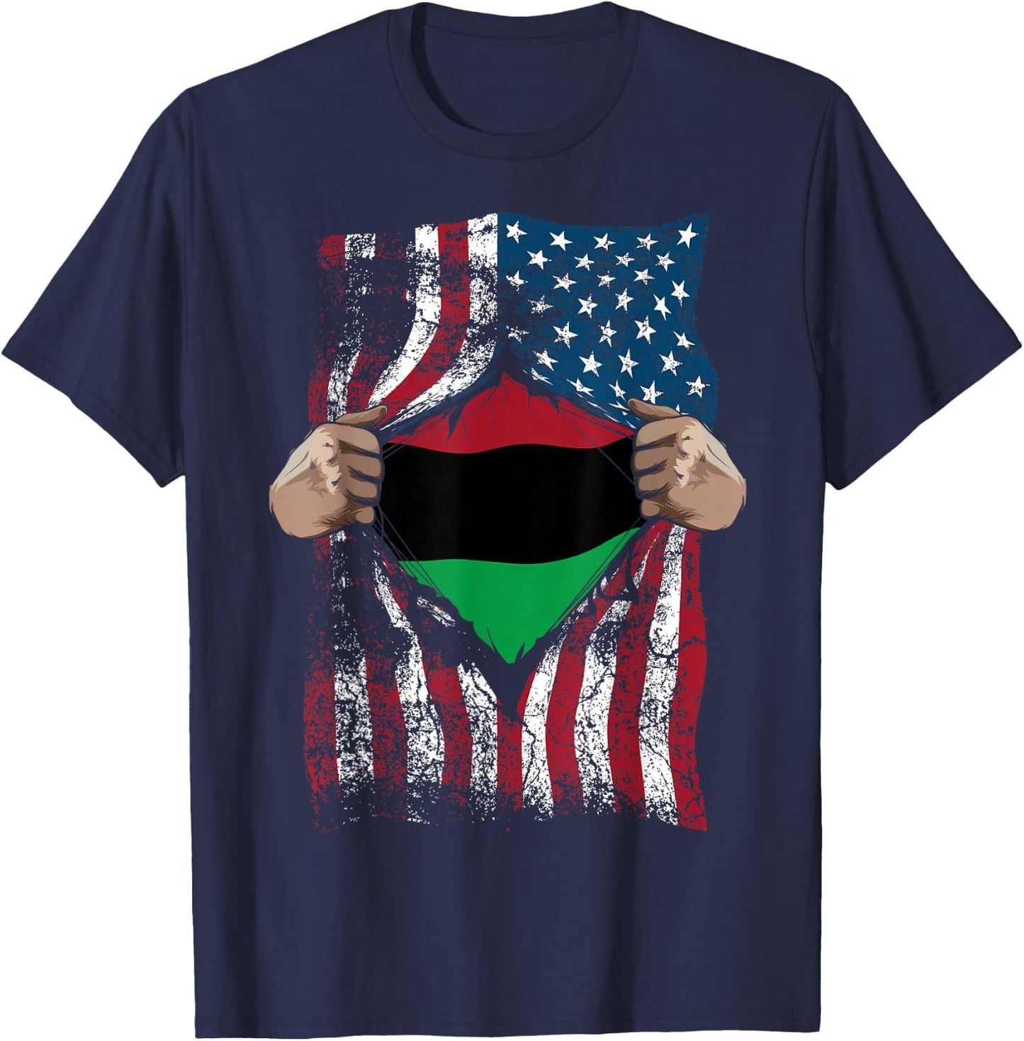 Pan African Unia Flag Shirt | Loyal Afro-Americans USA Gift T-Shirt - T-Shirt | Navy