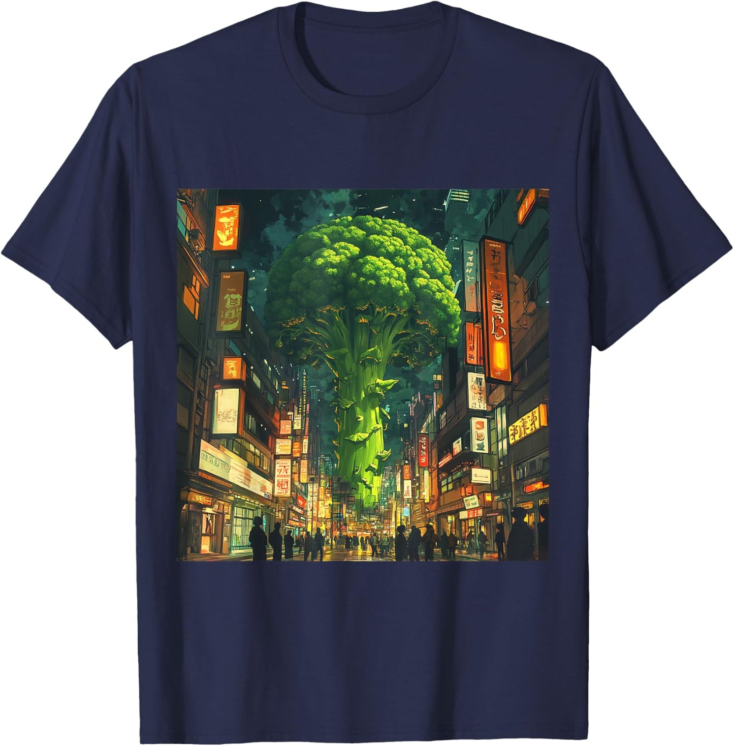 Mob Psycho100 Anime Fan Art Broccoli Tree City T-Shirt - T-Shirt | Navy