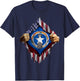 Saipan American Flag Shirt - CNMI seal T shirt T-Shirt - T-Shirt | Navy