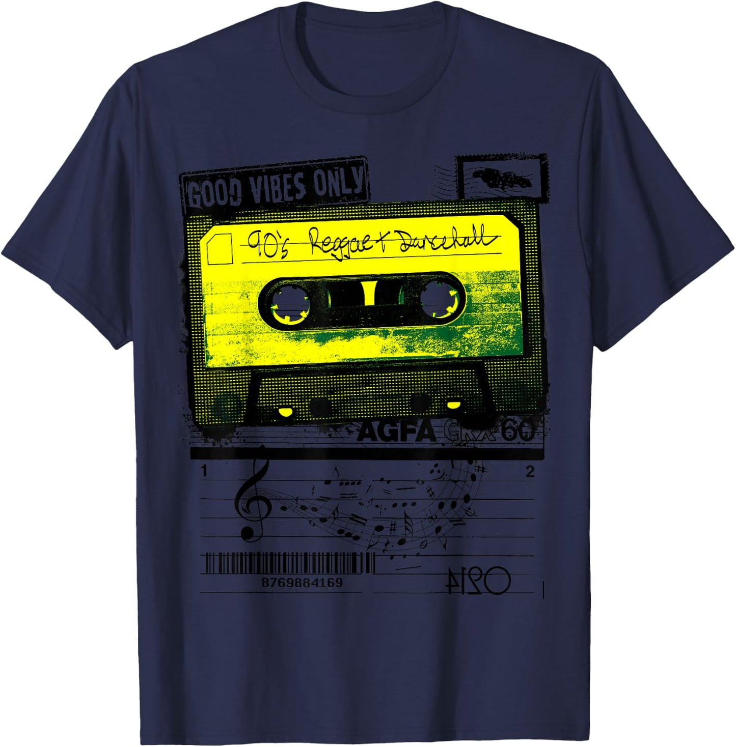 Good Vibes - 90s Era Jamaican Reggae Dancehall T-Shirt - T-Shirt | Navy