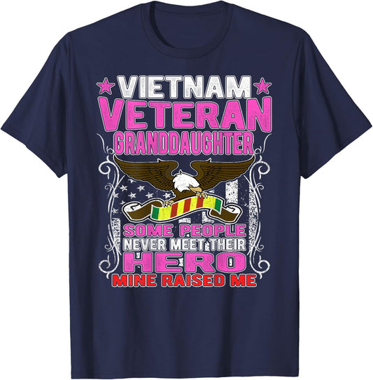 Proud Vietnam Veteran Granddaughter Shirt Military Vet Gift T-Shirt - T-Shirt | Navy