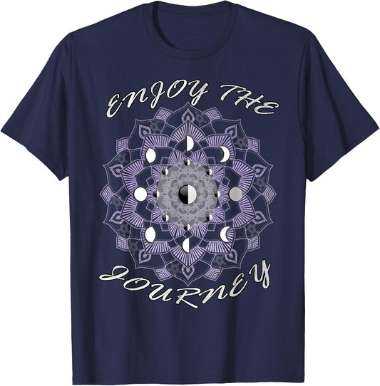 Moon Phases Inspirational Quote Enjoy The Journey Inspiring T-Shirt - T-Shirt | Navy