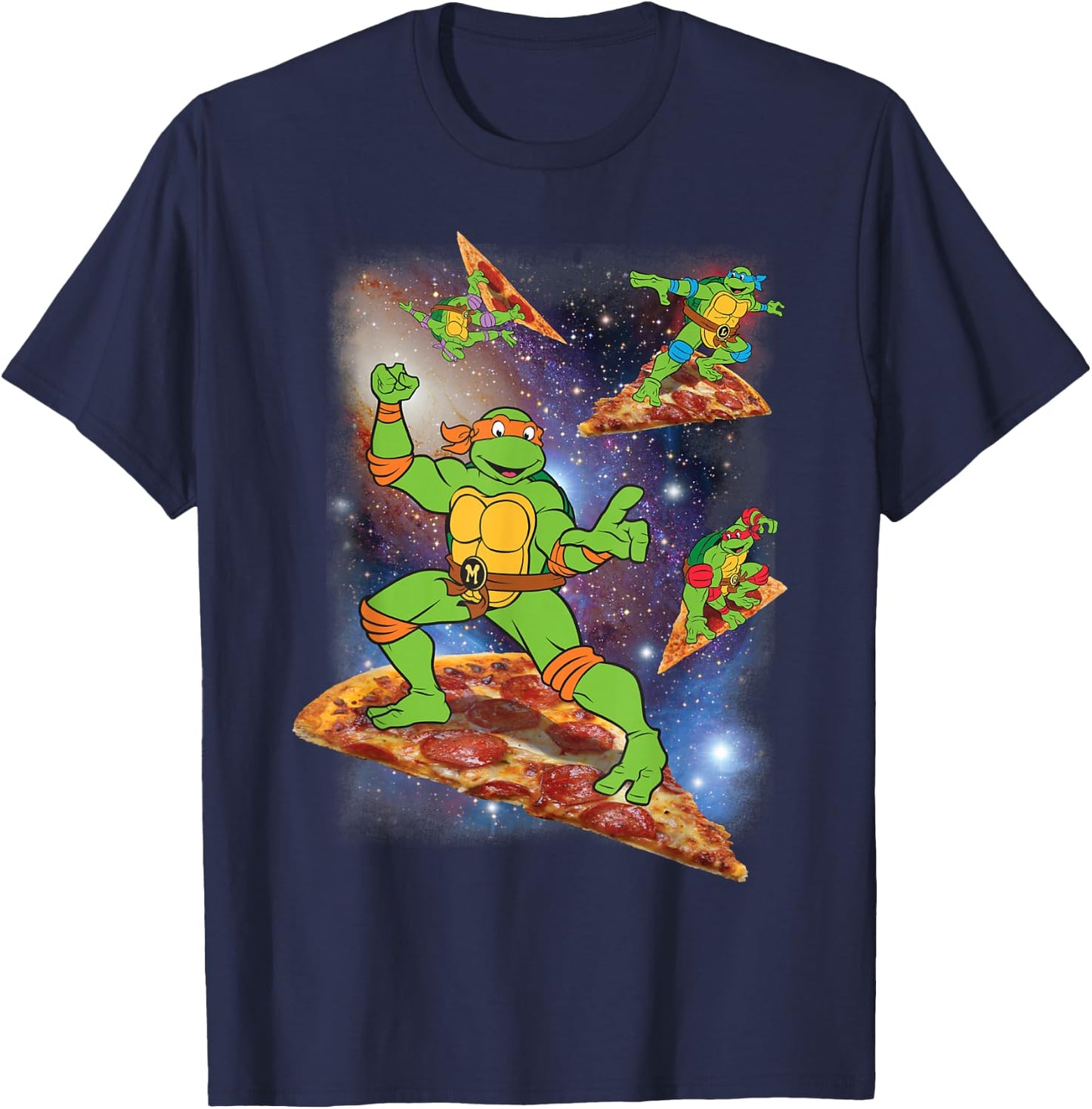 Teenage Mutant Ninja Turtles Cosmic Pizza Surfing T-Shirt - T-Shirt | Navy