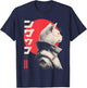 Japanese Techwear Futuristic Cyberpunk Cat Techno Rave T-Shirt - T-Shirt | Navy