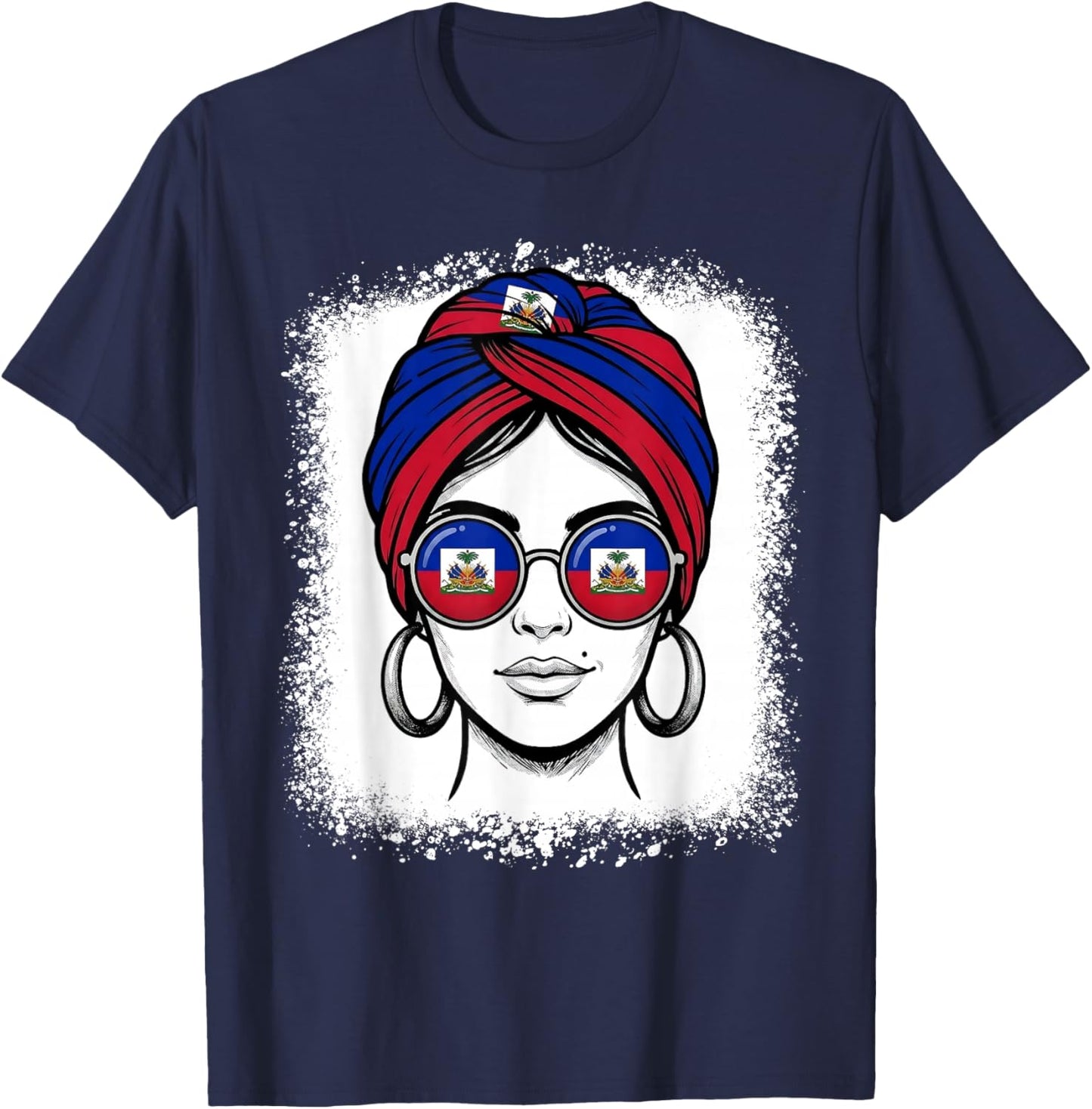 Haitian Flag Turban Woman National Pride T-Shirt - T-Shirt | Navy
