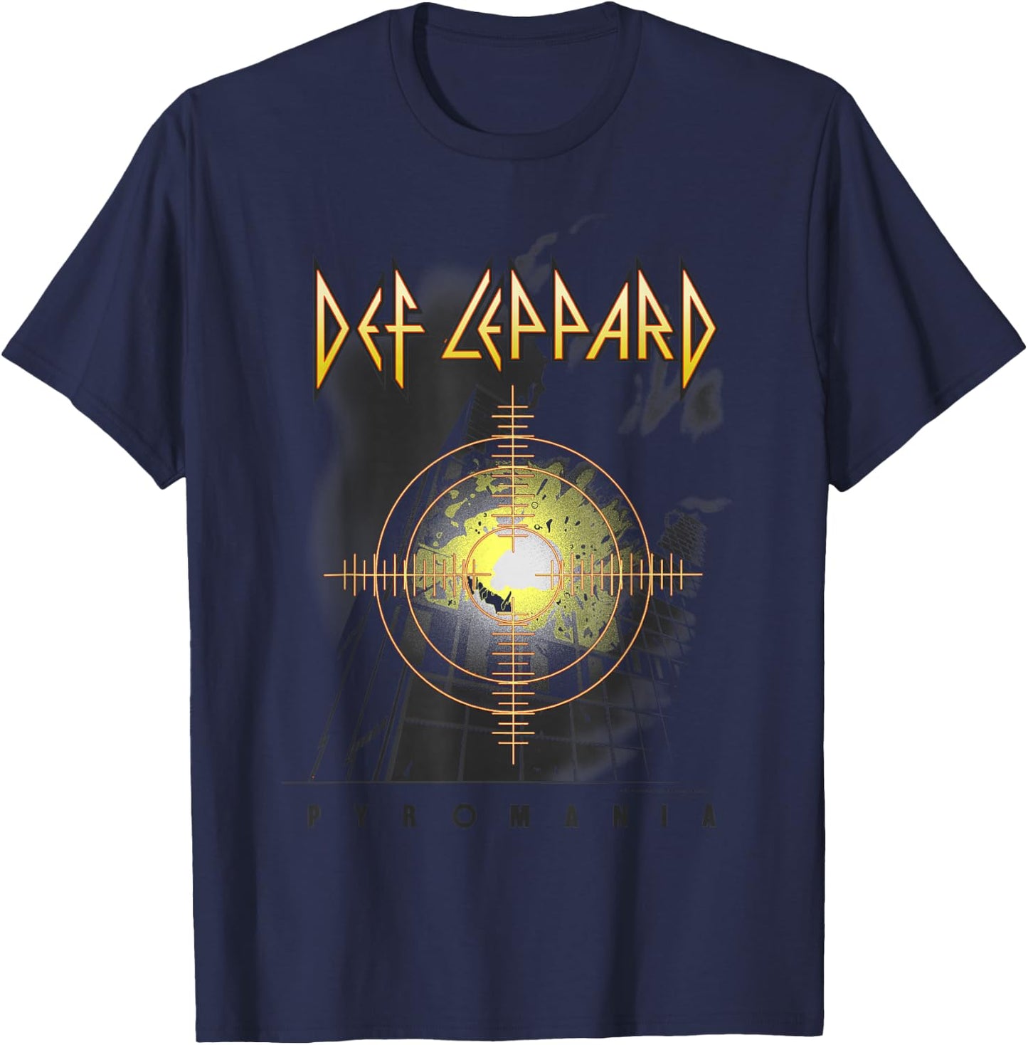 Def Leppard Pyro - Adult, Red, Small, Short Sleeve T-Shirt - T-Shirt | Navy