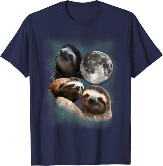 Three Sloths Moon Parody Shirt - Funny Wolf Parody T-Shirt - T-Shirt | Navy