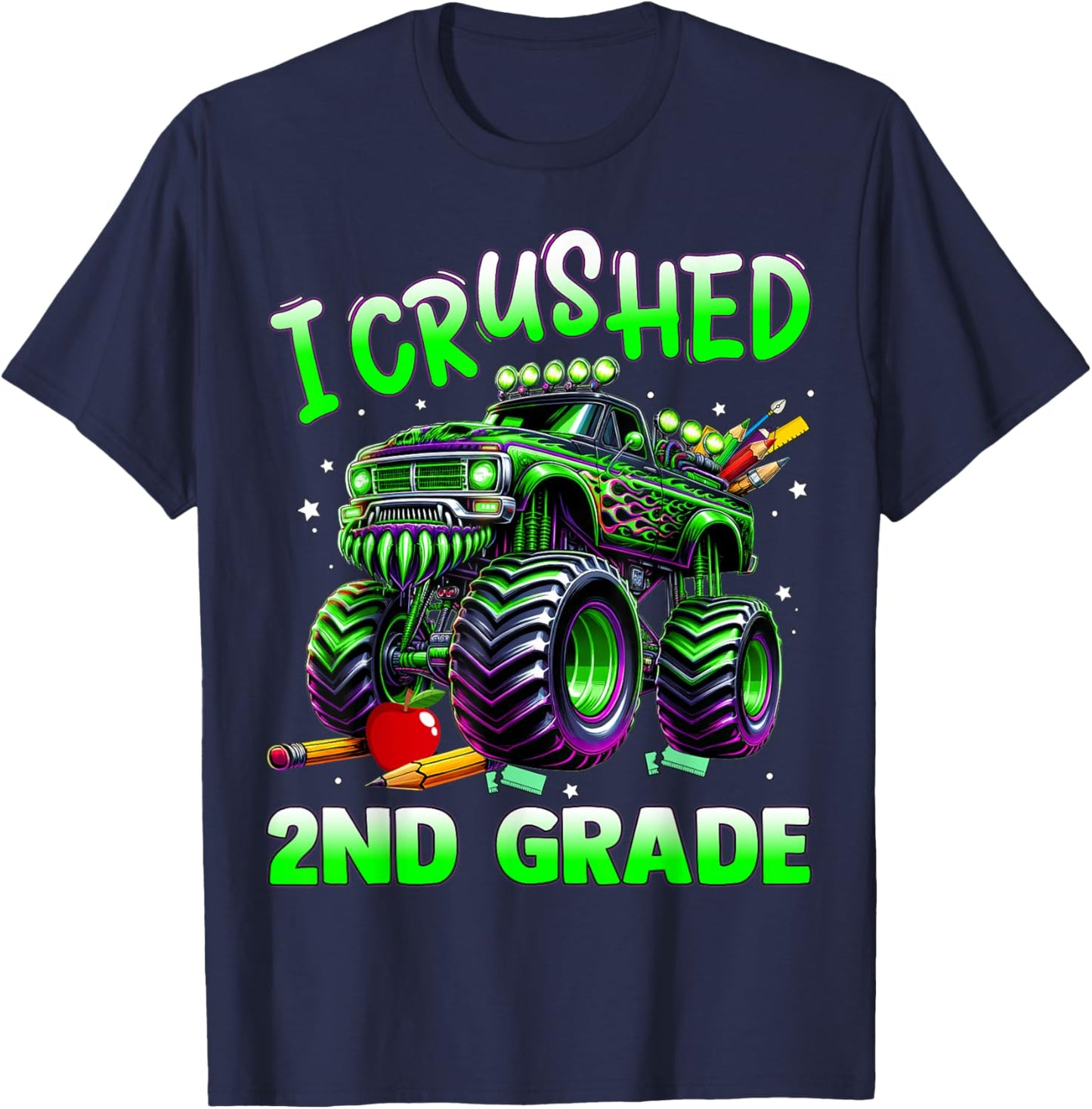I Crushed 2nd Grade Last Day of School Boys T-Shirt - T-Shirt | Navy