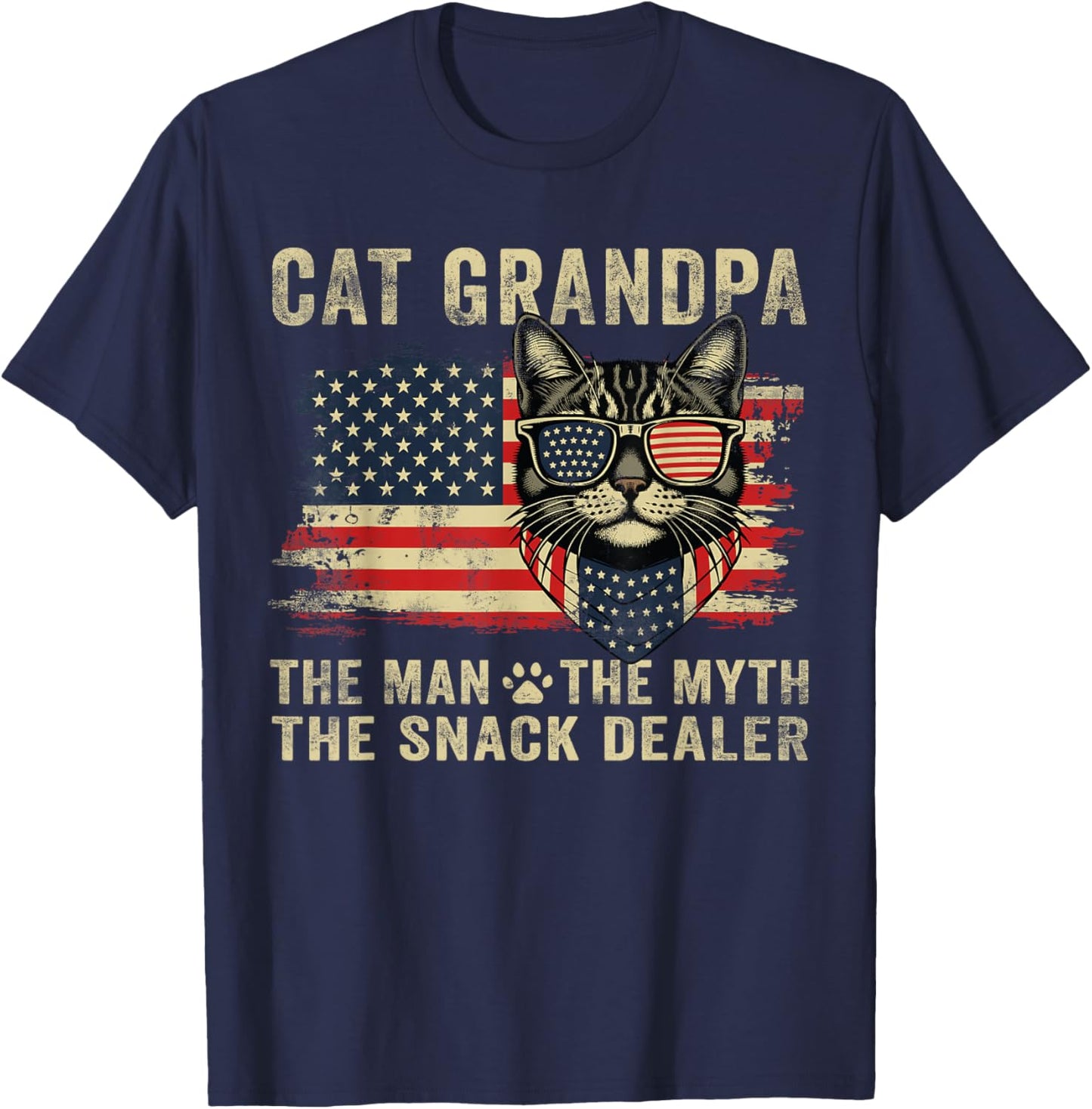 Cat Grandpa The Man The Myth The Snack Dealer Father's Day T-Shirt - T-Shirt | Navy