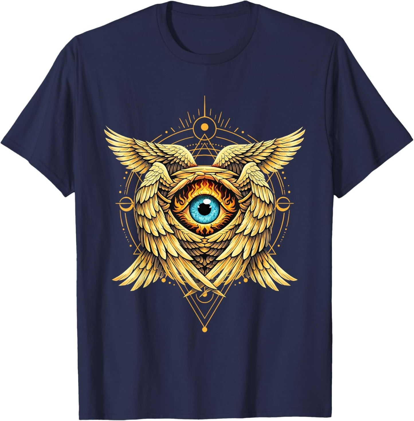 Biblically Accurate Angel Geometric Seraphim Gothic T-Shirt - T-Shirt | Navy