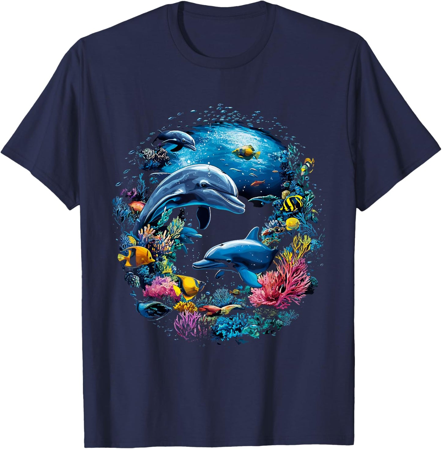 Dolphin Sea Life Save the Ocean Marine Biology Aquarium T-Shirt - T-Shirt | Navy