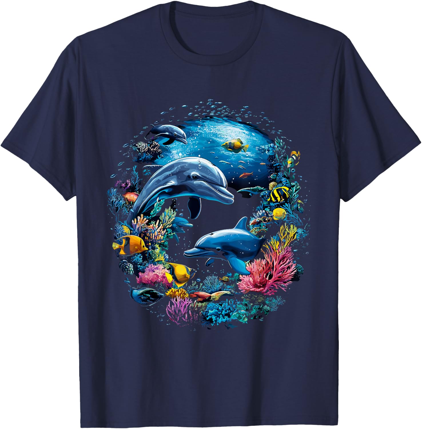 Dolphin Sea Life Save the Ocean Marine Biology Aquarium T-Shirt - T-Shirt | Navy