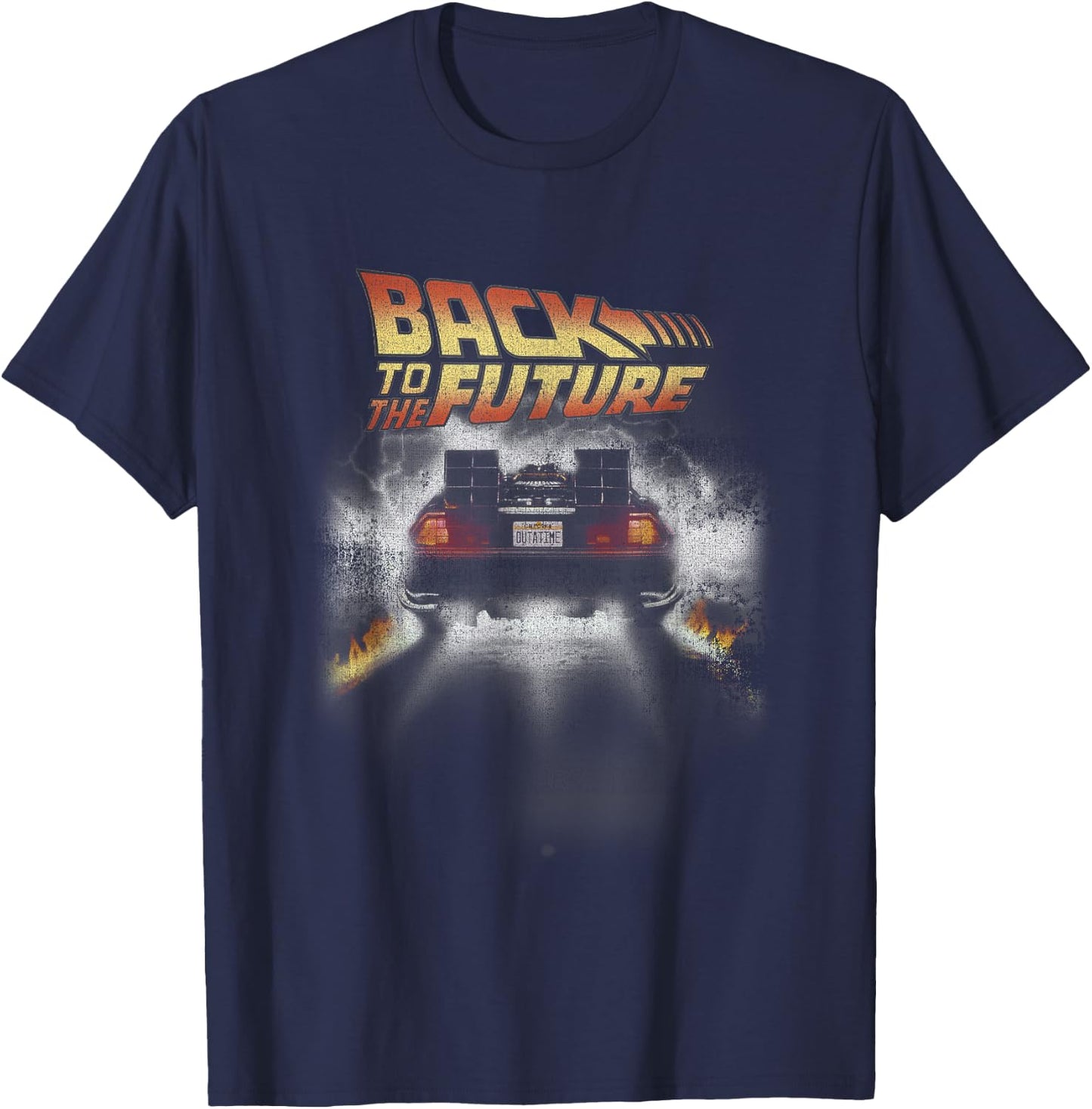 Back to The Future Vintage Delorean Peel Out Graphic T-Shirt - T-Shirt | Navy