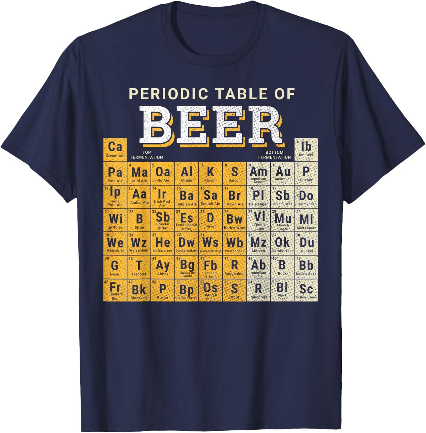 Periodic Table Of Beer Sketch T-Shirt - T-Shirt | Navy