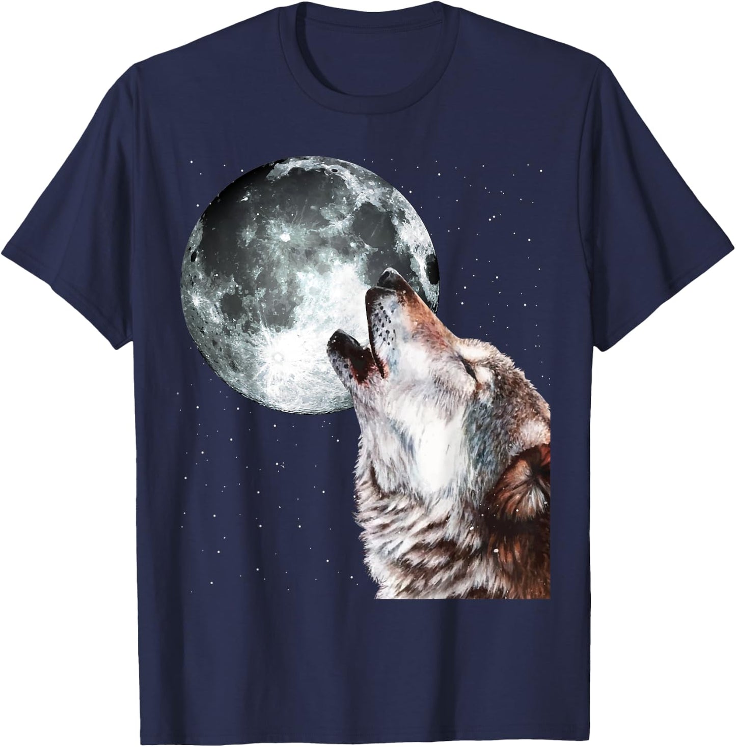 Howling Wolf At The Full Moon Men Women Wolf Lover T-Shirt - T-Shirt | Navy