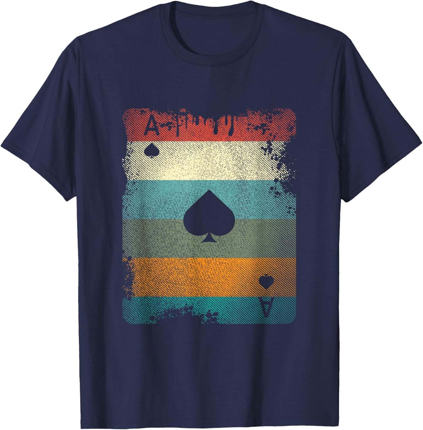 Vintage Poker Ace of Spades Retro Cards Gift T-Shirt - T-Shirt | Navy