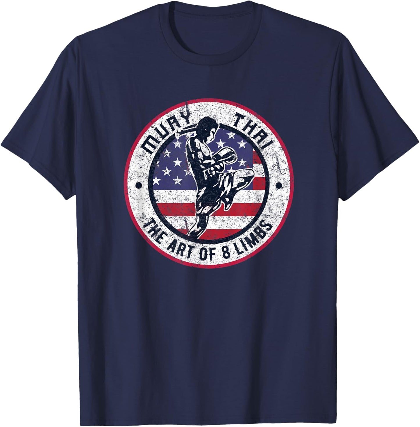Vintage Muay Thai Karate | Boxing Mixed Martial Arts T-Shirt - T-Shirt | Navy