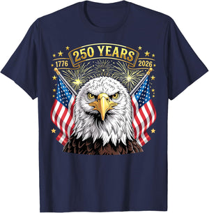 250 Years American 1776 2026 250th 4th of July T-Shirt - T-Shirt | Navy