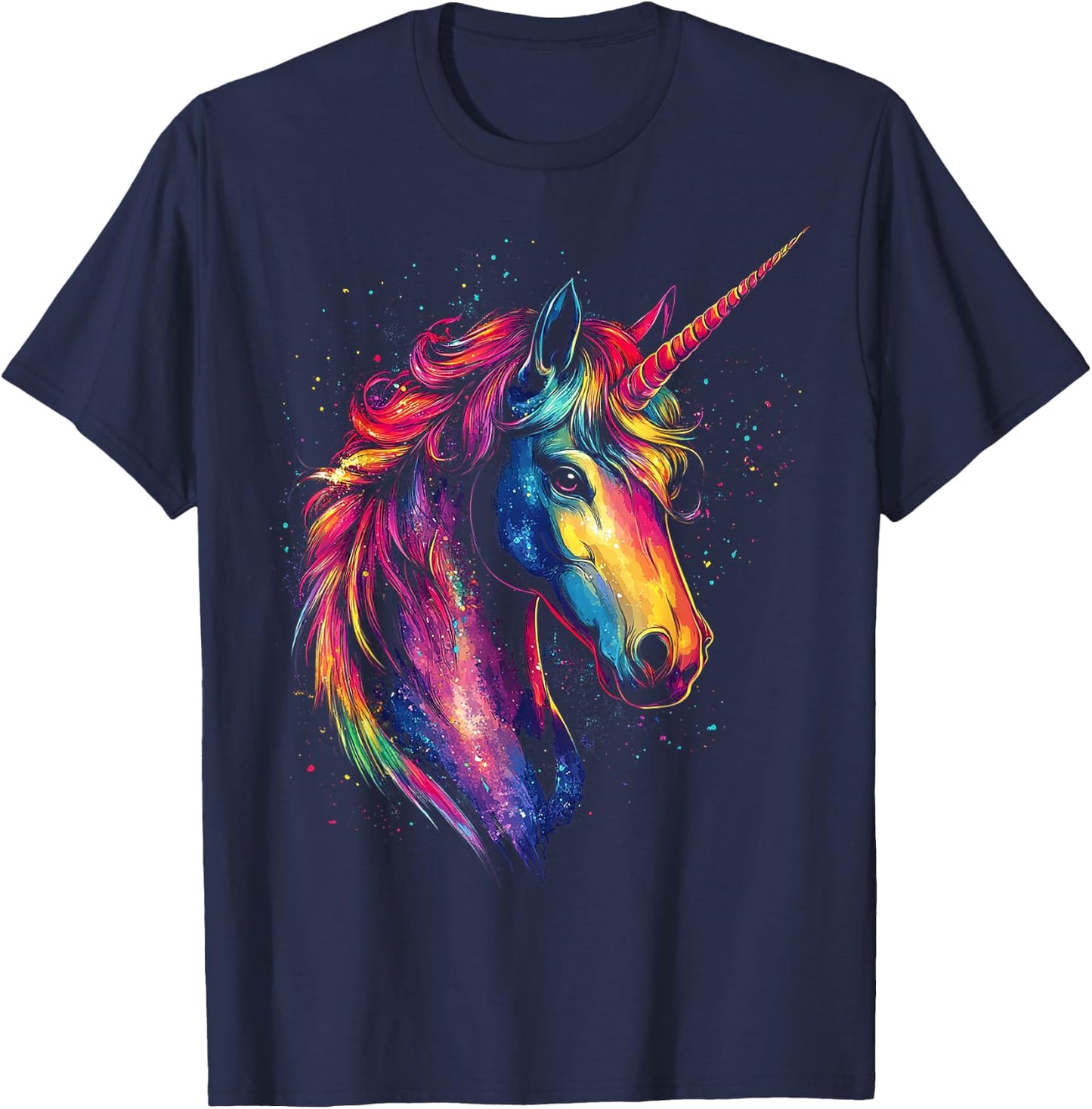 Unicorn Mythical Motif Fantasy Artwork Unicorn T-Shirt - T-Shirt | Navy