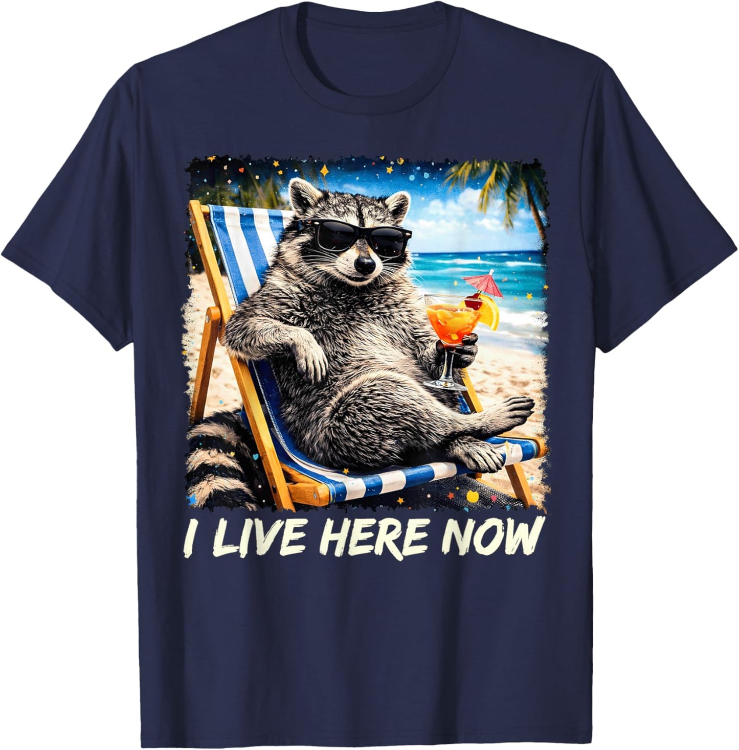 Funny I Live Here Now Raccoon Summer Gifts Women T-Shirt - T-Shirt | Navy