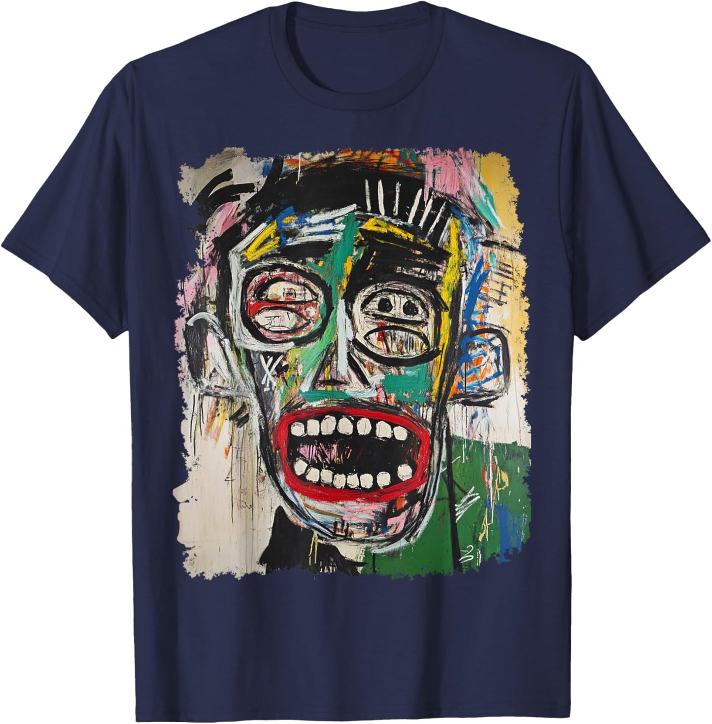 Abstract Face Art Painting T-Shirt - T-Shirt | Navy