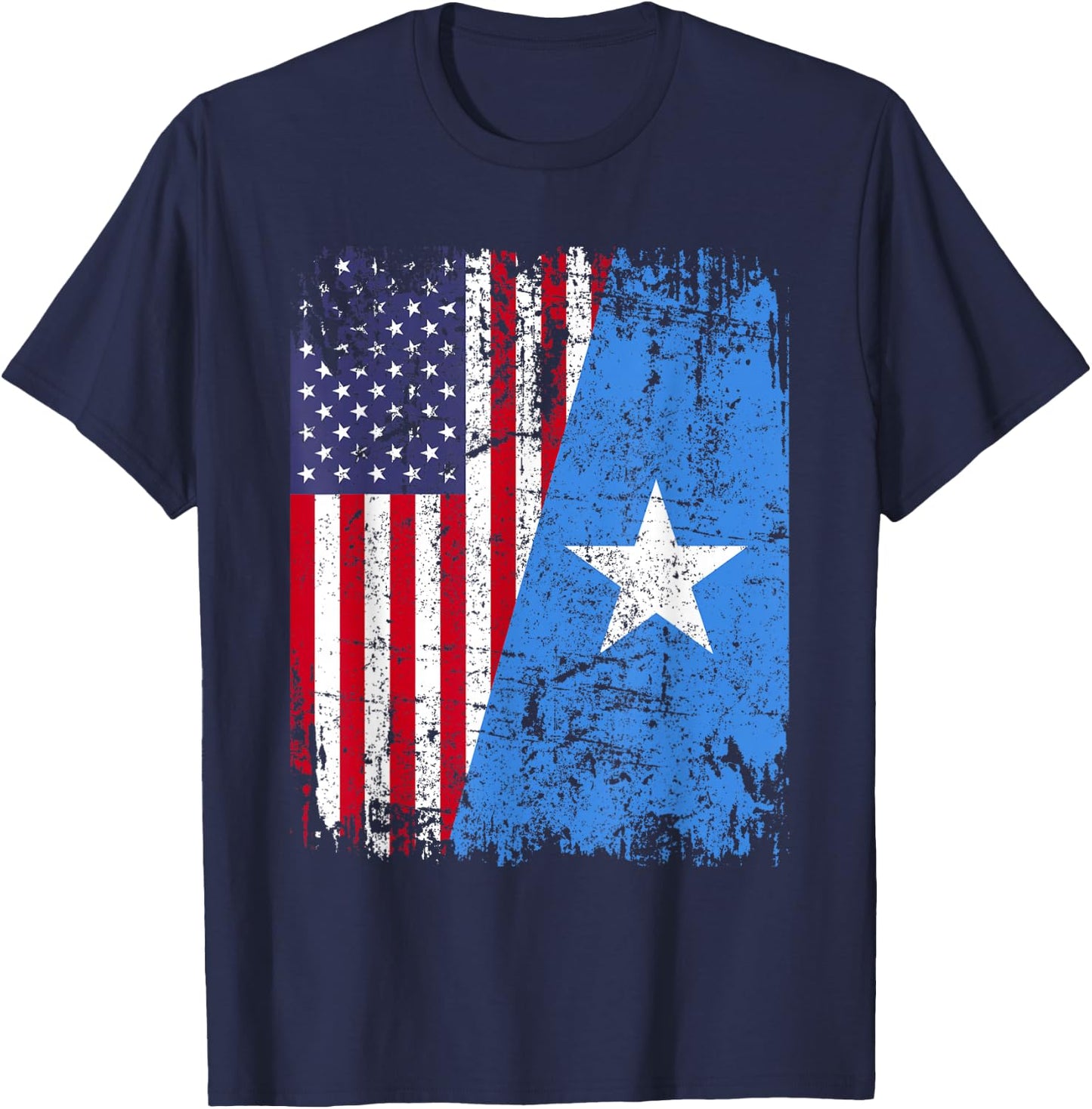 SOMALI ROOTS | Half American Flag | SOMALIA T-Shirt - T-Shirt | Navy