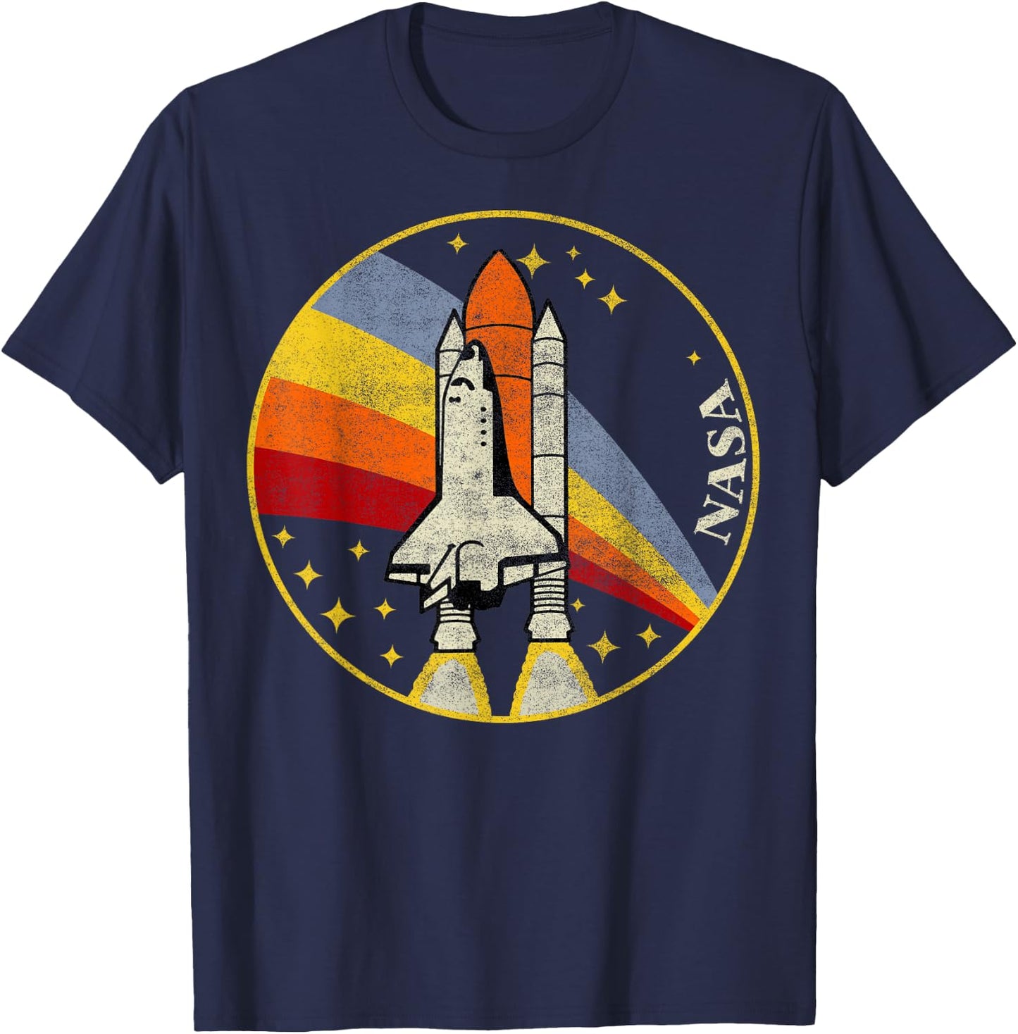 NASA Shuttle Launch Into Rainbow T-Shirt - T-Shirt | Navy