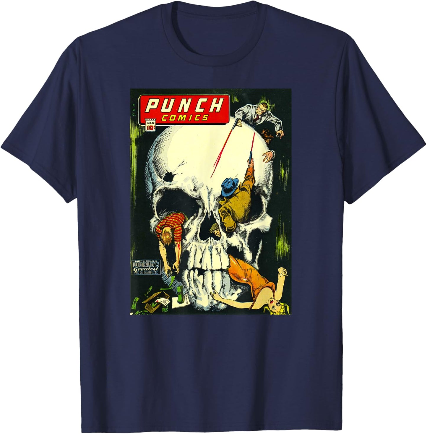 Classic Monster Poster Horror Comic Book T-Shirt - T-Shirt | Navy