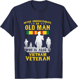 Never Underestimate an OLD MAN Vietnam Veteran - Gift T-Shirt - T-Shirt | Navy