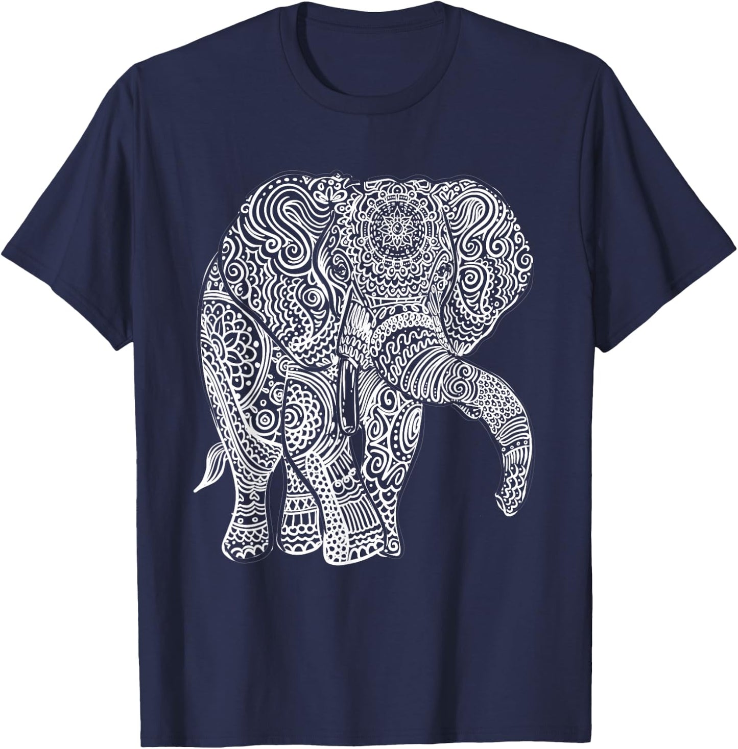 Elephant graphic, mandala, bohemian type gift, men and women T-Shirt - T-Shirt | Navy