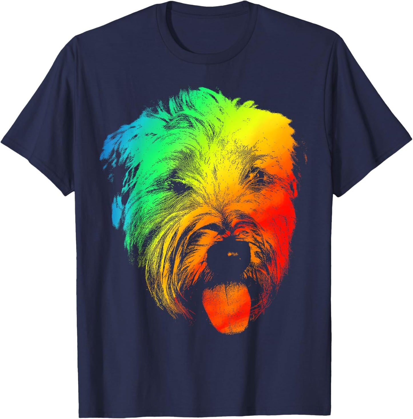 SOFT COATED WHEATEN TERRIER Colorful Rainbow Retro Pet Gifts T-Shirt - T-Shirt | Navy
