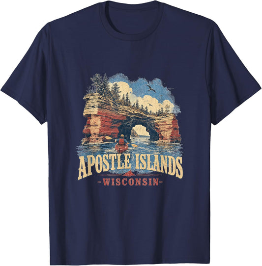 Vintage Apostle Islands Wisconsin Adventure T-Shirt - T-Shirt | Navy