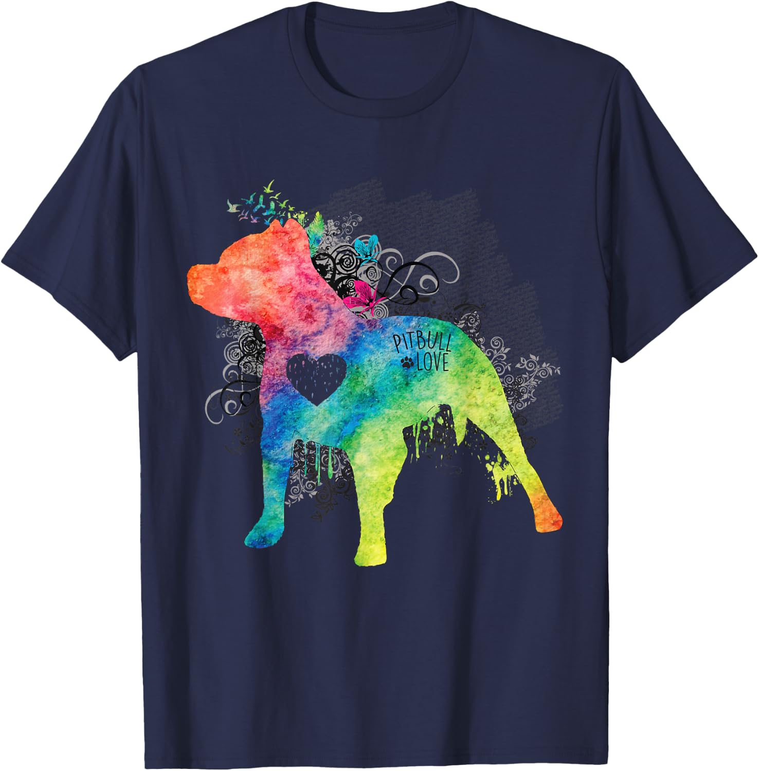 Pitbull Love Watercolor Zen - Pit bull Shirt T-Shirt - T-Shirt | Navy