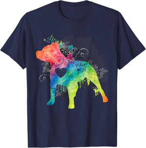 Pitbull Love Watercolor Zen - Pit bull Shirt T-Shirt - T-Shirt | Navy