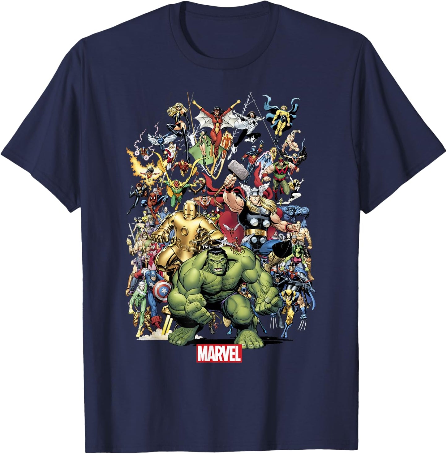 Marvel Exclusive Franchise Superhero Collage T-Shirt - T-Shirt | Navy