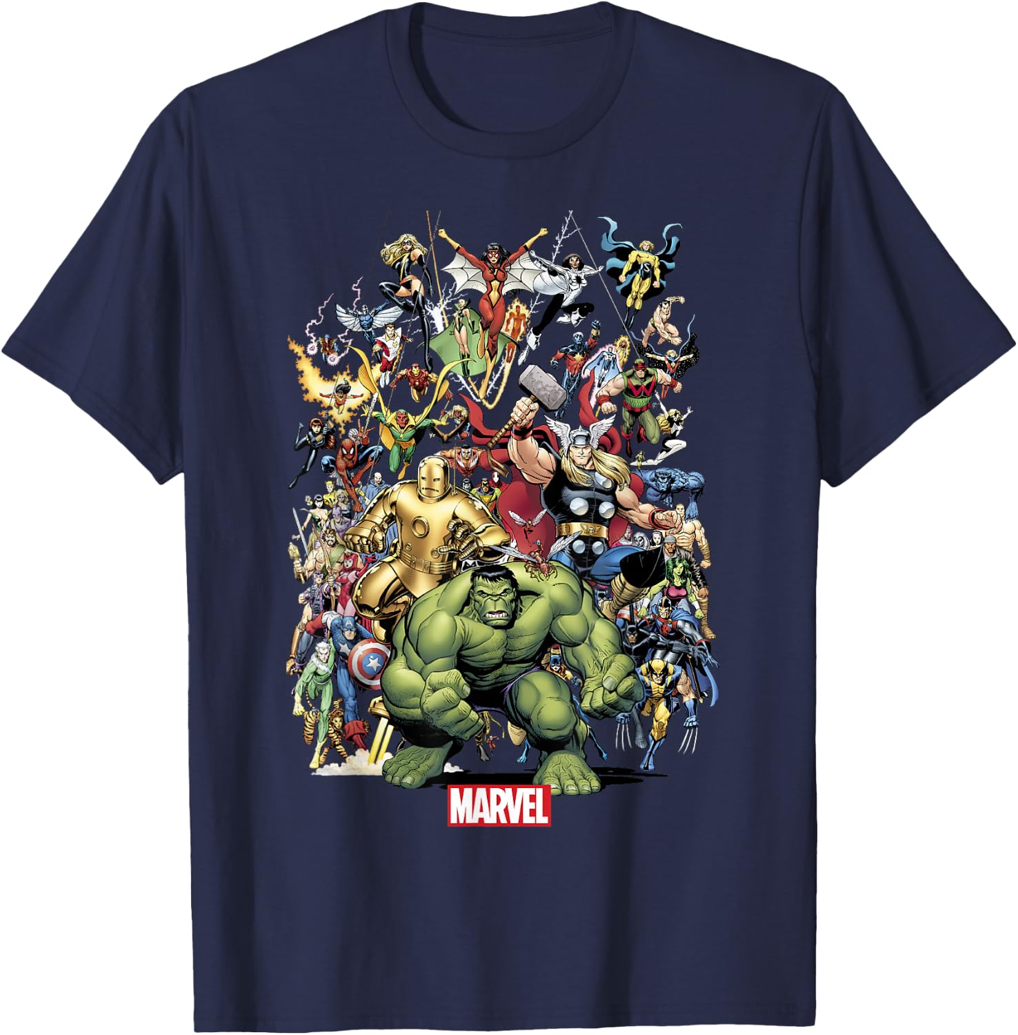 Marvel Exclusive Franchise Superhero Collage T-Shirt - T-Shirt | Navy