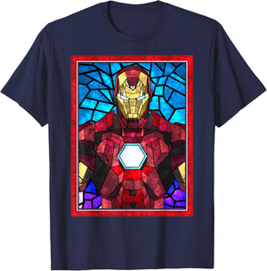 Marvel Iron Man Stained Glass Portrait T-Shirt - T-Shirt | Navy