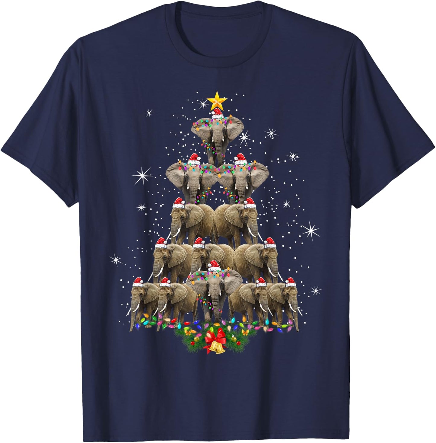 Elephant Christmas Men Women Elephant Lover T-Shirt - T-Shirt | Navy