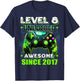 8th Birthday Boy Level 8 Gamer 8 Year Video Game Party T-Shirt - T-Shirt | Navy