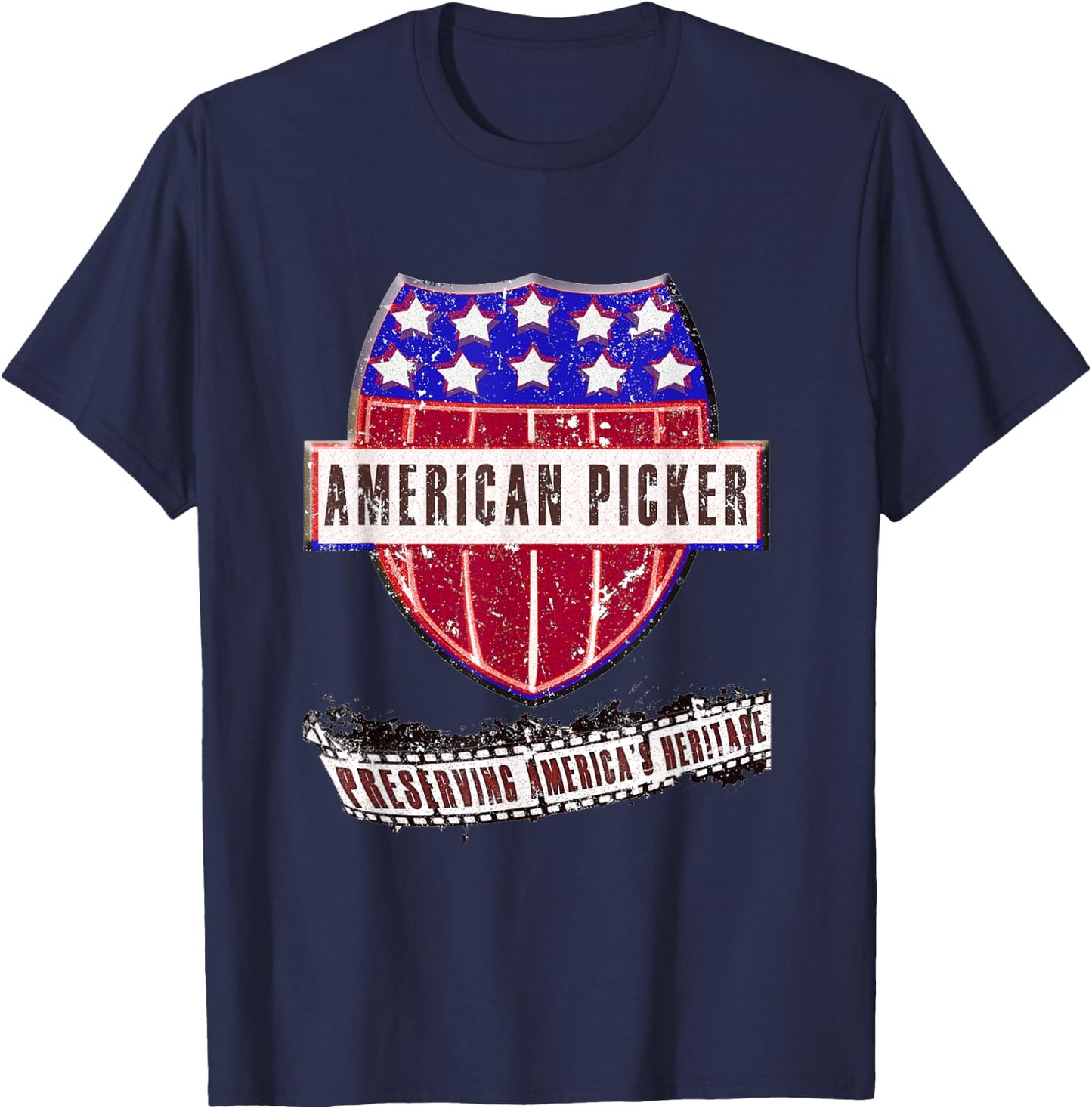 Patriotic American Heritage Pickers T-Shirt - T-Shirt | Navy