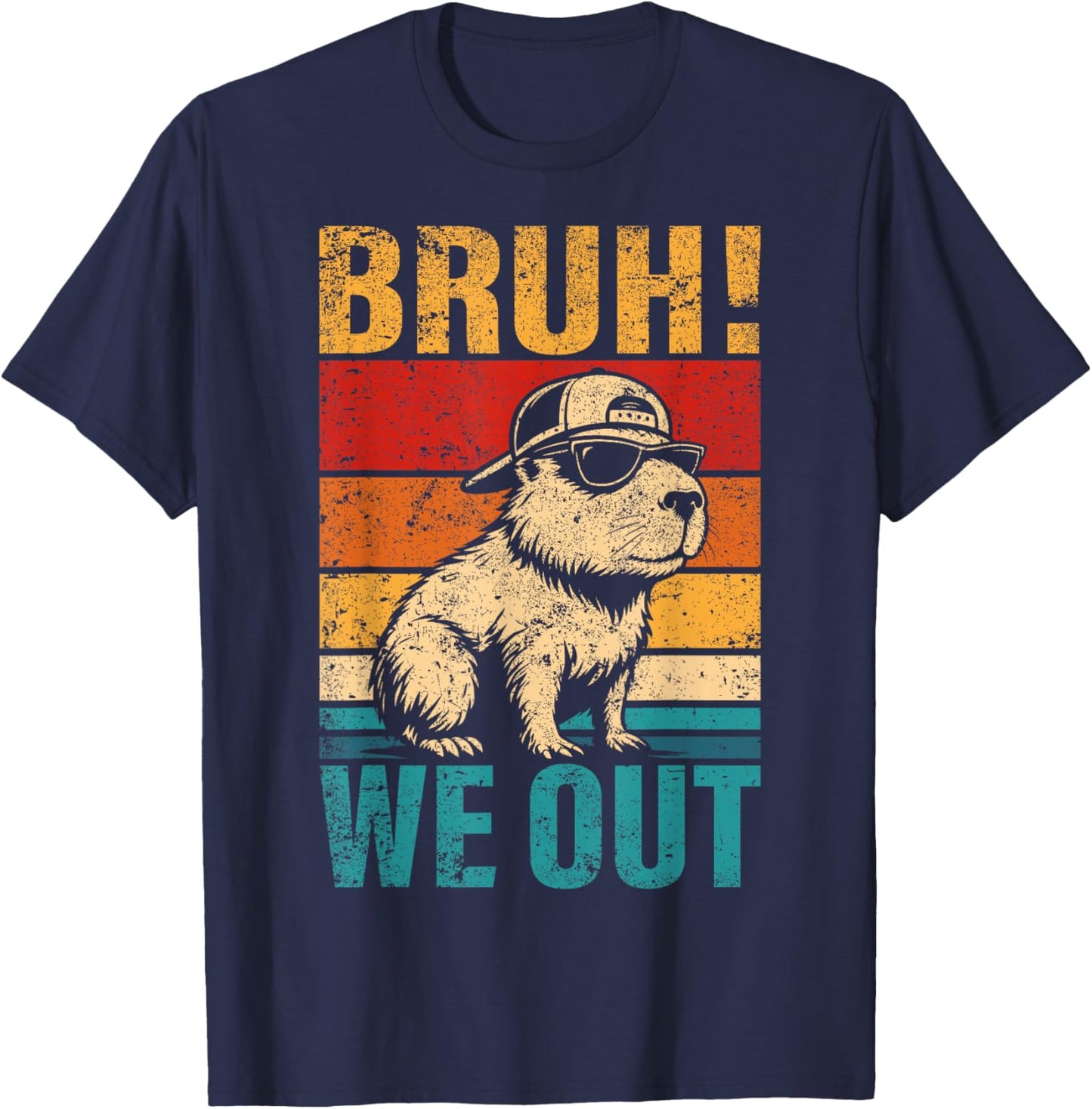 Last Day of School Capybara Bruh We Out Student Squad T-Shirt - T-Shirt | Navy
