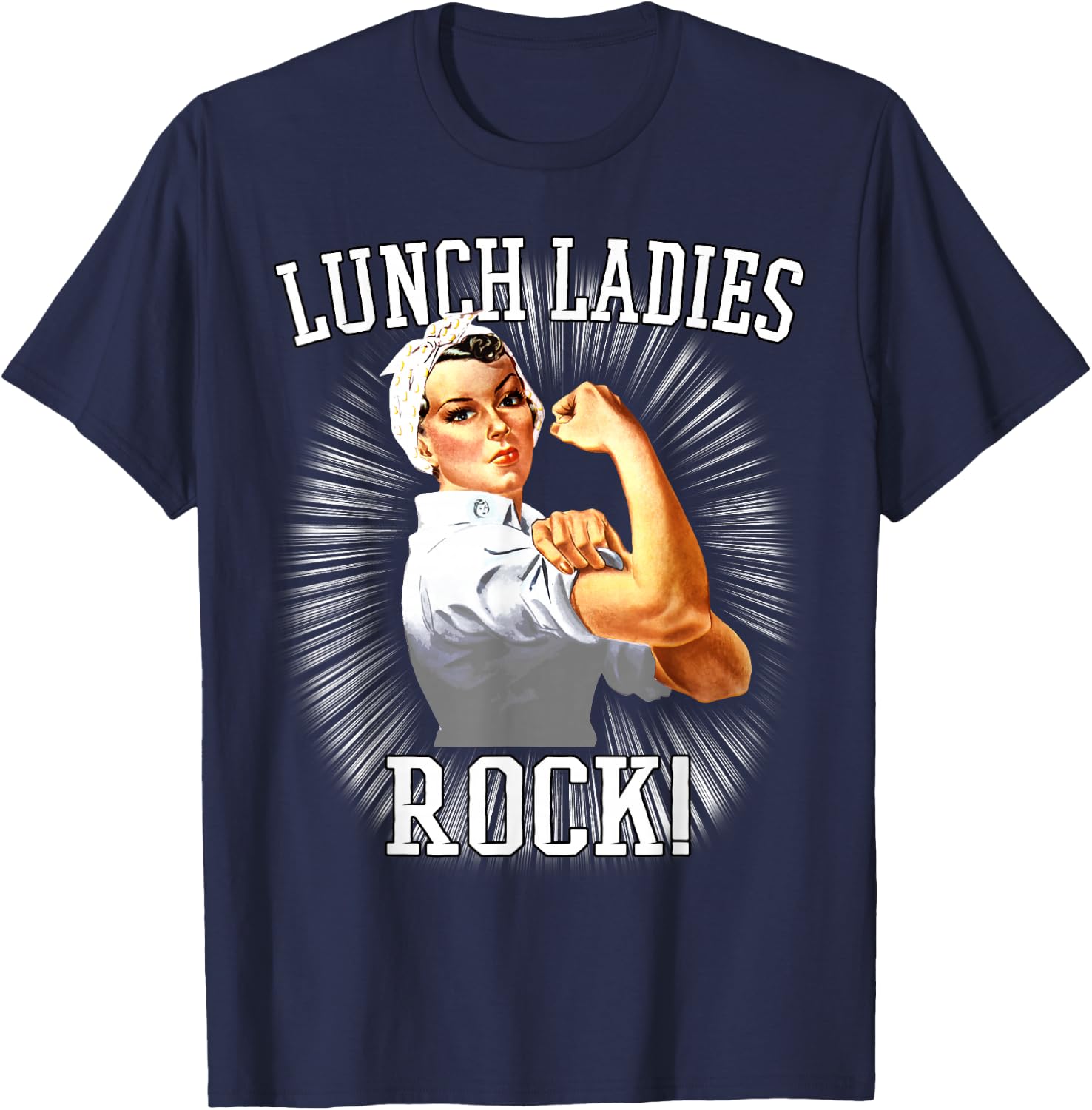 Retro Lunch Ladies Rock Cafeteria Worker Funny Lunch Lady T-Shirt - T-Shirt | Navy