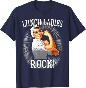 Retro Lunch Ladies Rock Cafeteria Worker Funny Lunch Lady T-Shirt - T-Shirt | Navy