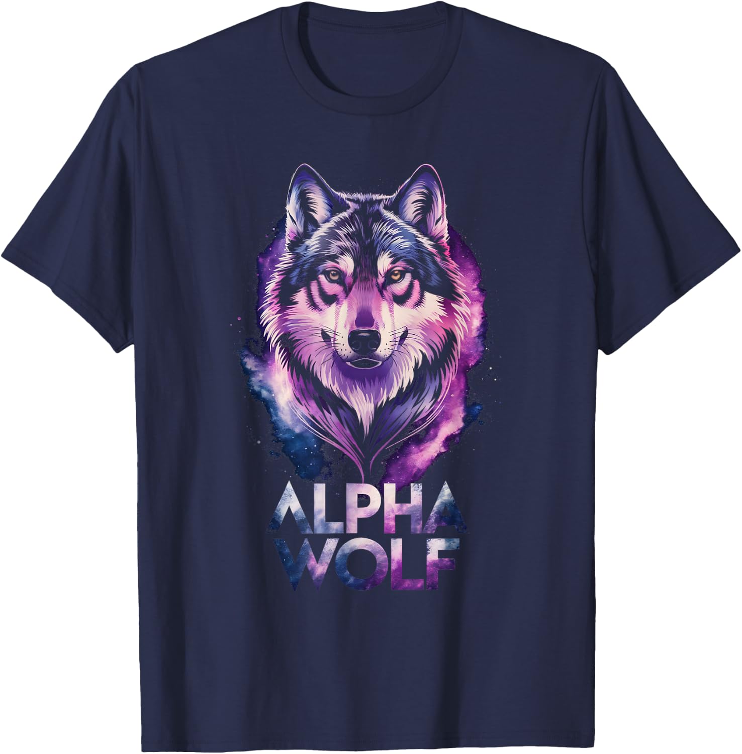 Galaxy Wolf Alpha Wolf Meme T-Shirt - T-Shirt | Navy