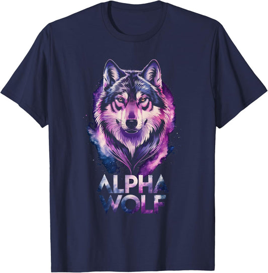 Galaxy Wolf Alpha Wolf Meme T-Shirt - T-Shirt | Navy