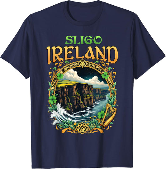 Sligo Ireland Souvenir Sea Cliffs Sligo Vacation Travel T-Shirt - T-Shirt | Navy