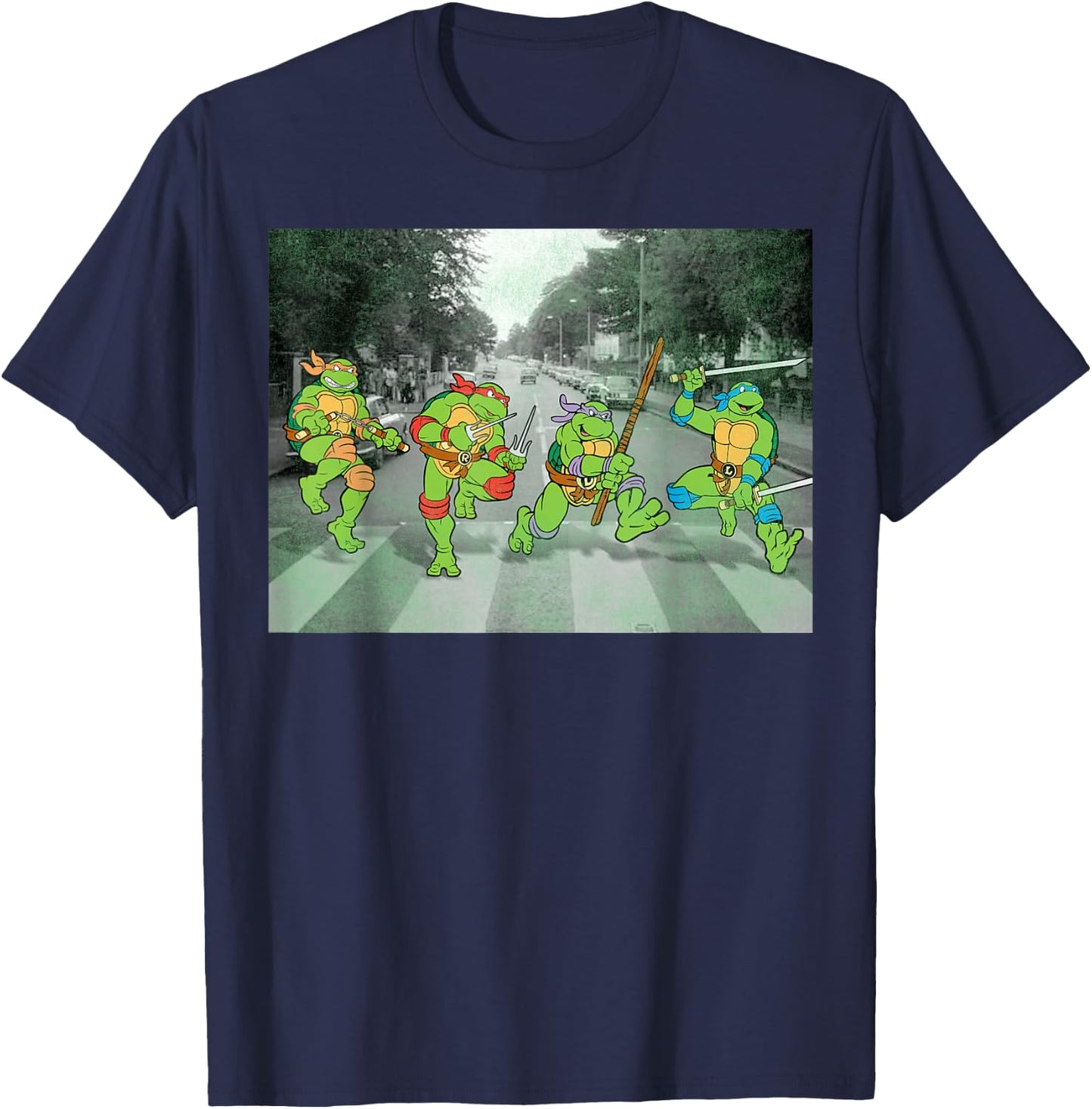 Teenage Mutant Ninja Turtles Road Crossing Parody T-Shirt - T-Shirt | Navy