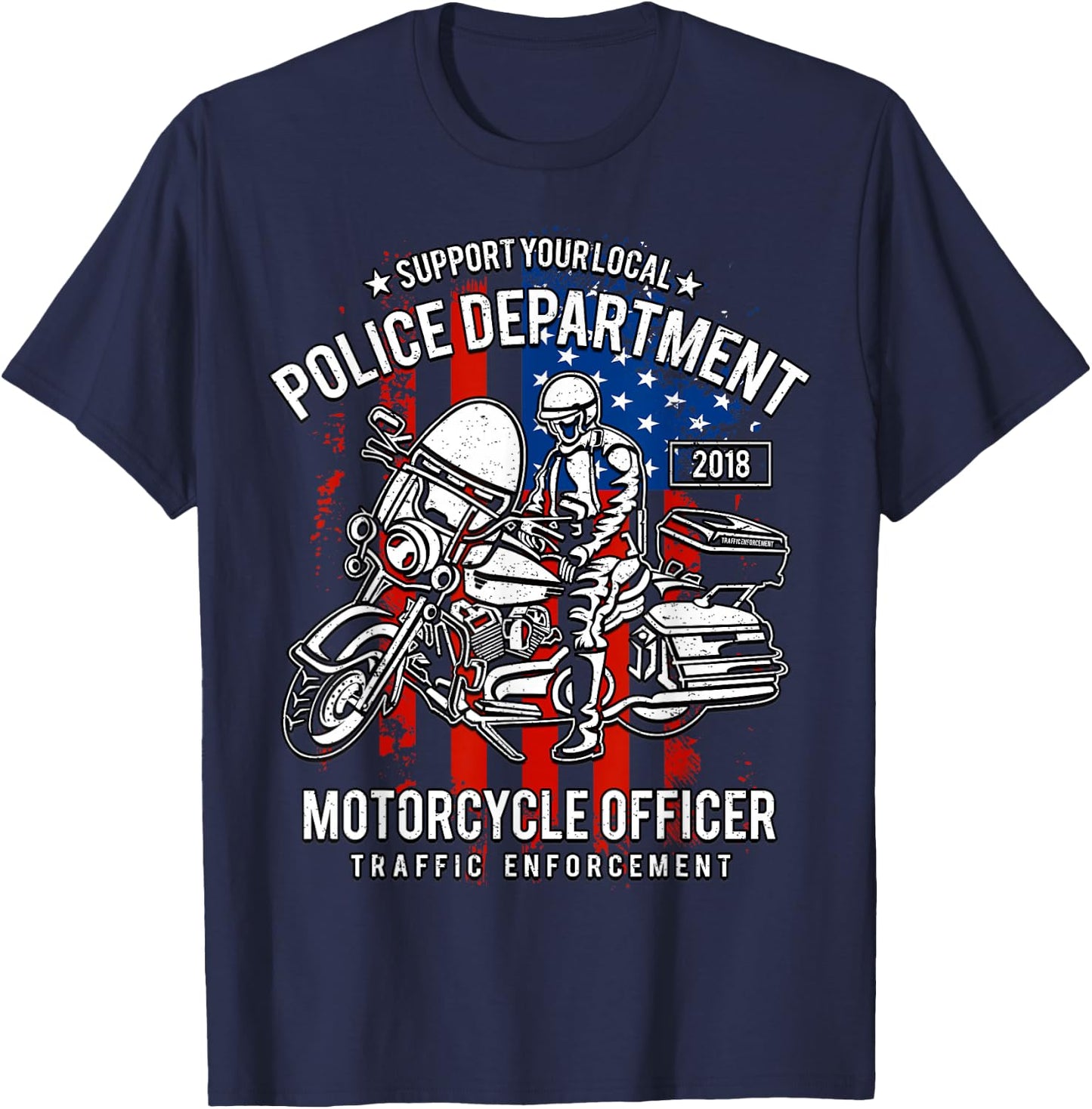 Police Motorcycle T-Shirt - T-Shirt | Navy