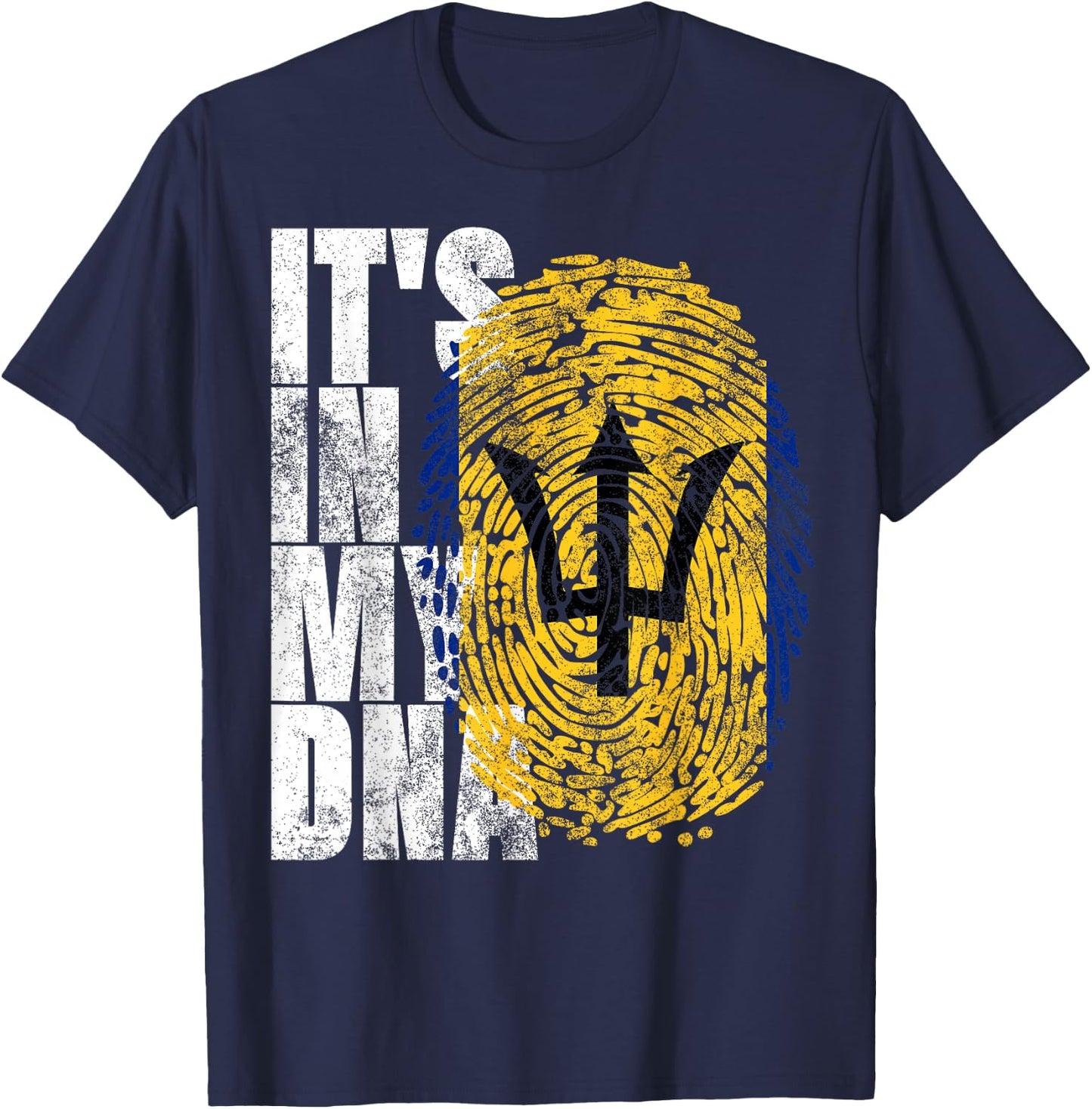It's In My DNA Barbados Gifts Trident Bajan Barbadian Flag T-Shirt - T-Shirt | Navy